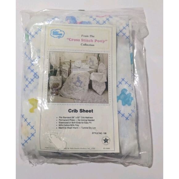 Vintage Baby Dreams Crib Sheet Collection New Cross Stitch Pony Made In USA - Picture 3 of 6
